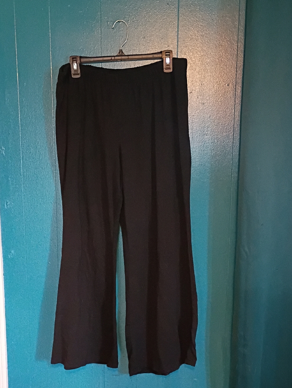 Rachel Black Wide-Leg Pull-On Pants with Elastic Waist